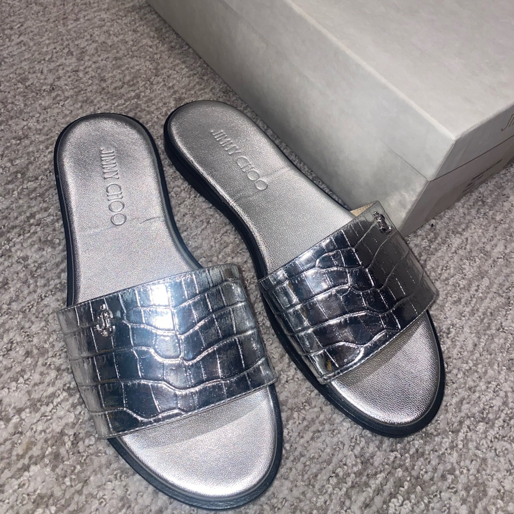 Jimmy Choo Minea Flat In Sliver 35.5